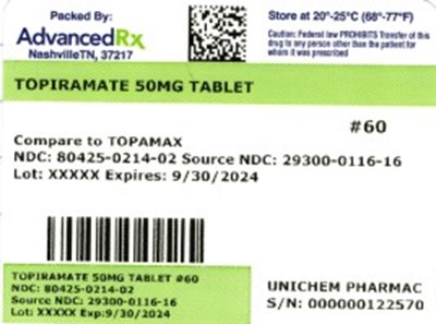 Topiramate 80425-0214-02.jpg label 1 - Topiramate 80425 0214 02
